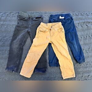 3 Pairs of Boys 4T Pants in Tan, Navy & Charcoal